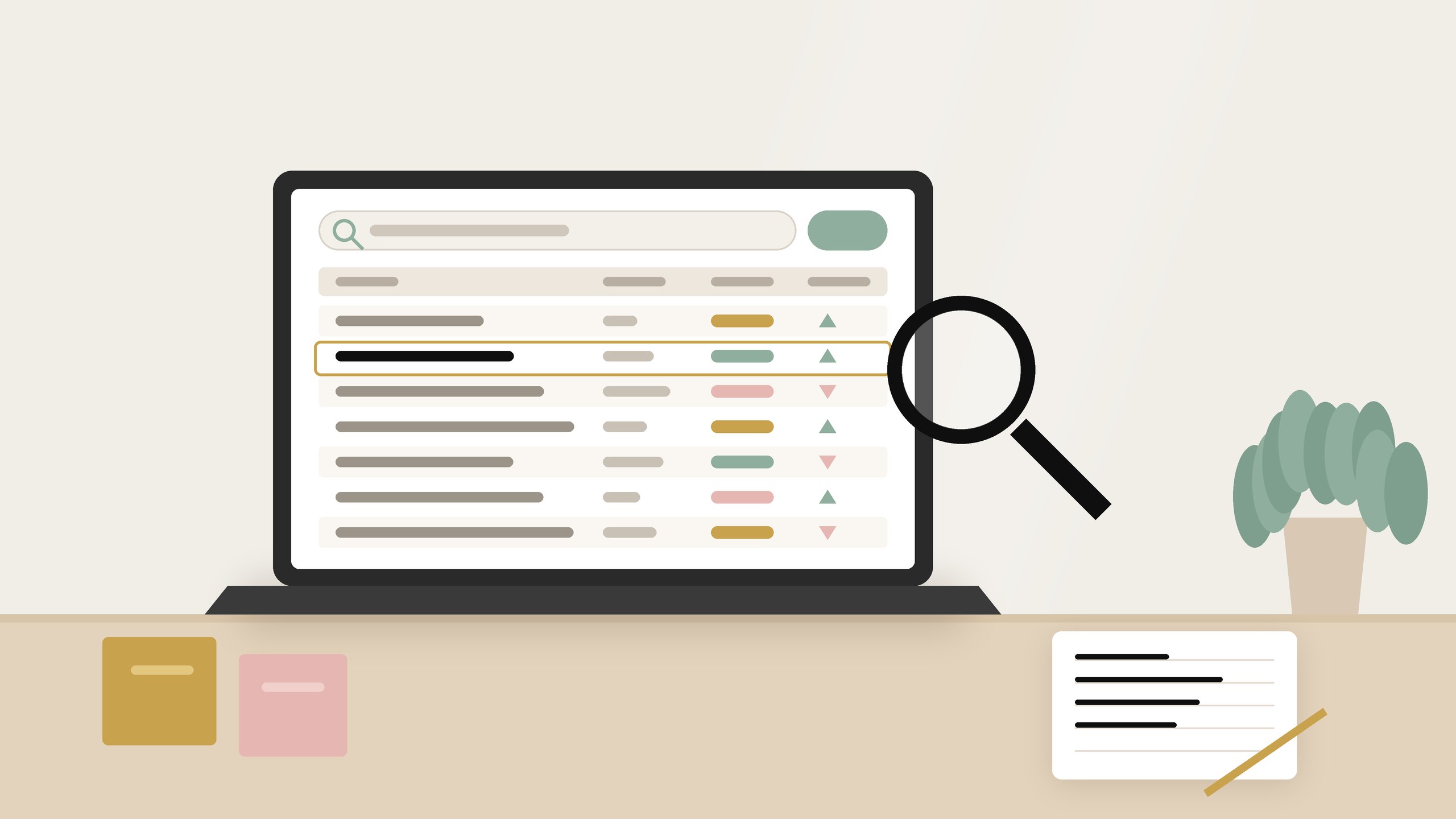 Etsy keyword research tool on a laptop with a notebook of long-tail listing title ideas